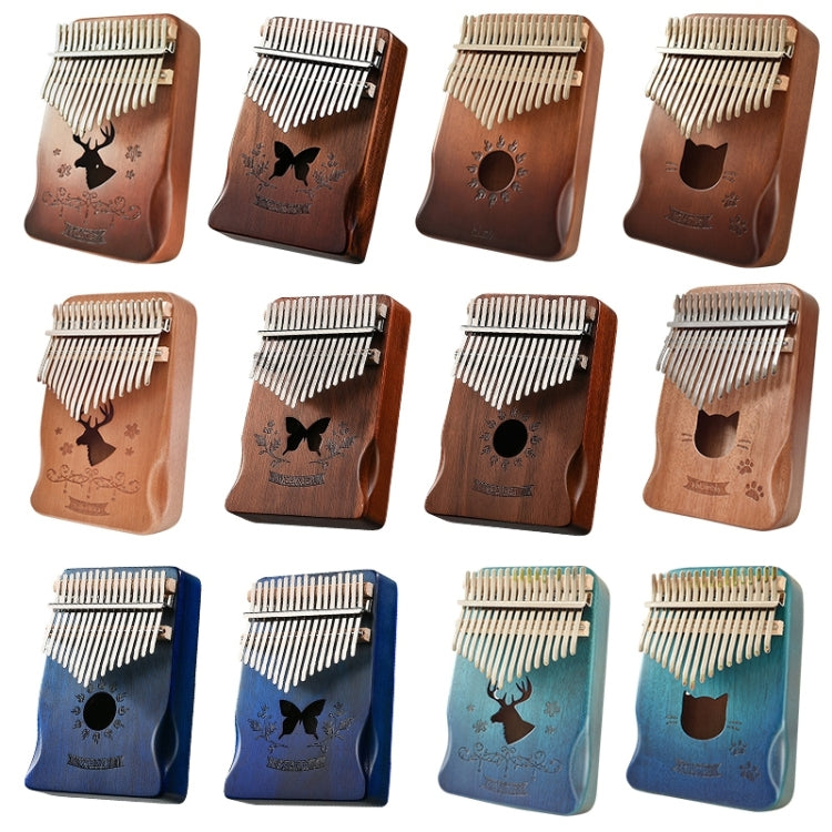 17 Tone Acacia Wood Thumb Piano Kalimba Musical Instruments(Coffee-Butterfly)