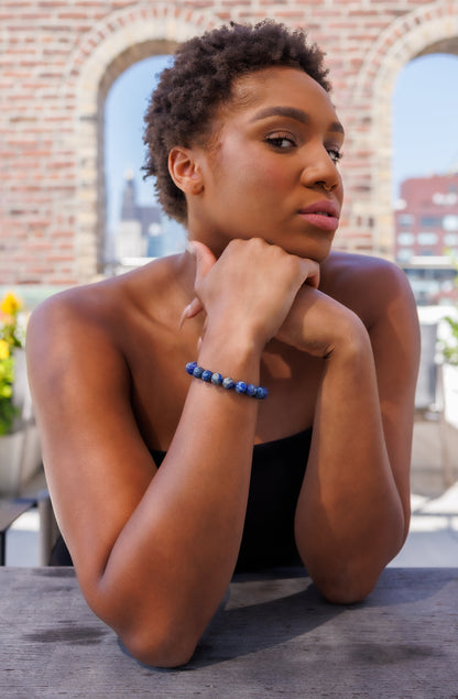 Luxury Faceted Lapis Lazuli Natural Gemstone Bracelet