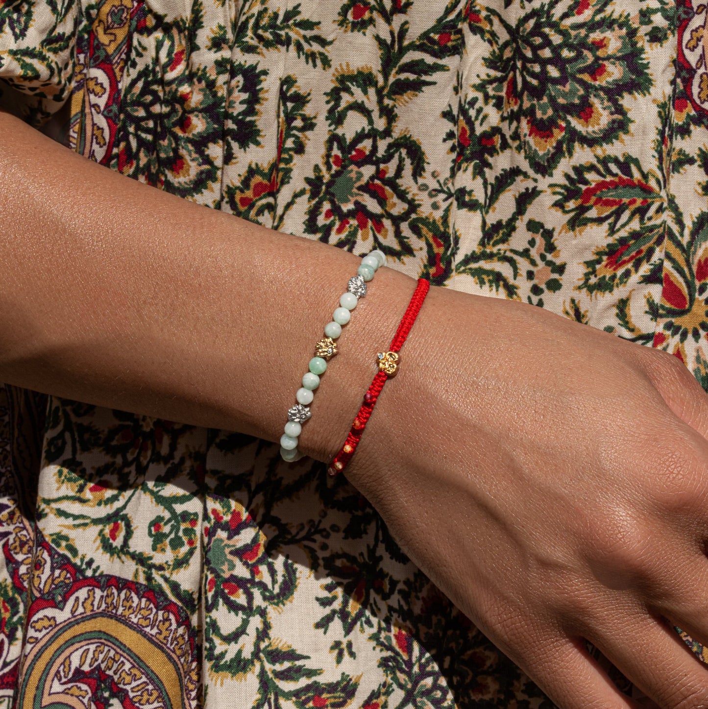 Limitless Potential Jade Stone Lotus Charm Bracelet