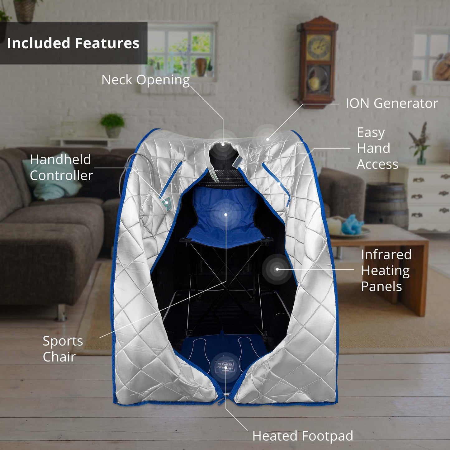 Infrared Heated Personal Sauna with Air Ionizer Generator, 5+ Temperature Levels & up to 30 minutes