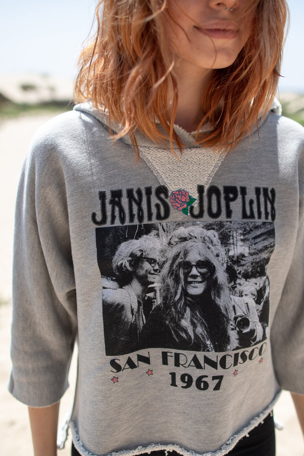 Janis Joplin Cropped Hoodie