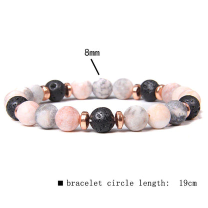 Pink Zebra Jasper Lava Stone Copper Triple Strength Bracelet