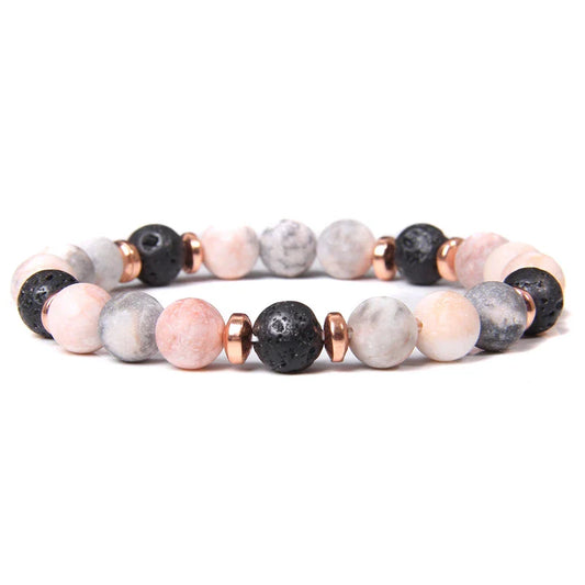 Pink Zebra Jasper Lava Stone Copper Triple Strength Bracelet