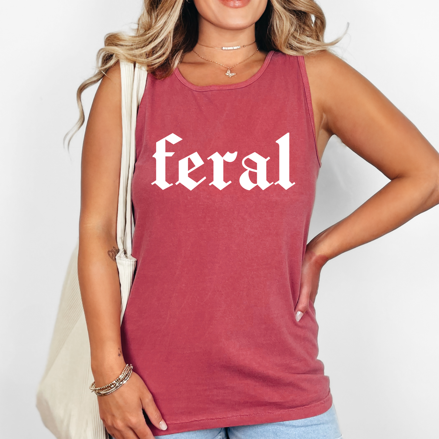 Feral, Sassy, Sarcastic, Minimalist, Funny Comfort Colors Tank Top