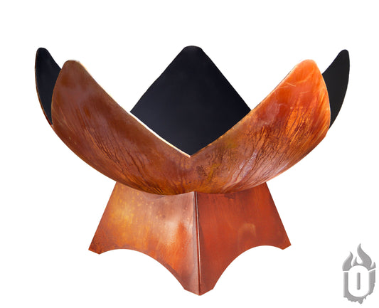 "Fire Flower" Wood Burning  Fire Pit Bowl with Standard Base (Made In USA)
