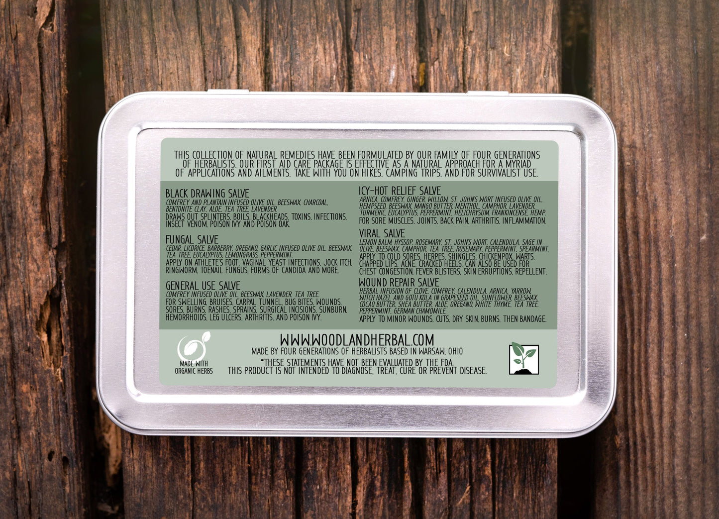 Nature's First Aid Kit - 6-Piece Topical Salve Kit with Drawing, Fungal, Comfrey, Relief, Viral, Wound Repair