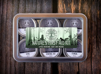 Nature's First Aid Kit - 6-Piece Topical Salve Kit with Drawing, Fungal, Comfrey, Relief, Viral, Wound Repair