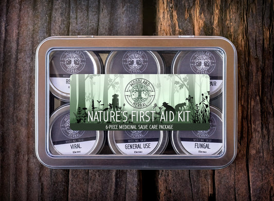 Nature's First Aid Kit - 6-Piece Topical Salve Kit with Drawing, Fungal, Comfrey, Relief, Viral, Wound Repair