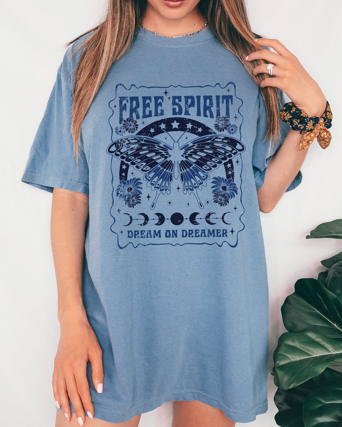 Free Spirit, Dream On Dreamer, Hippie, Psychedelic, Butterfly Tshirt Comfort Colors T-Shirt