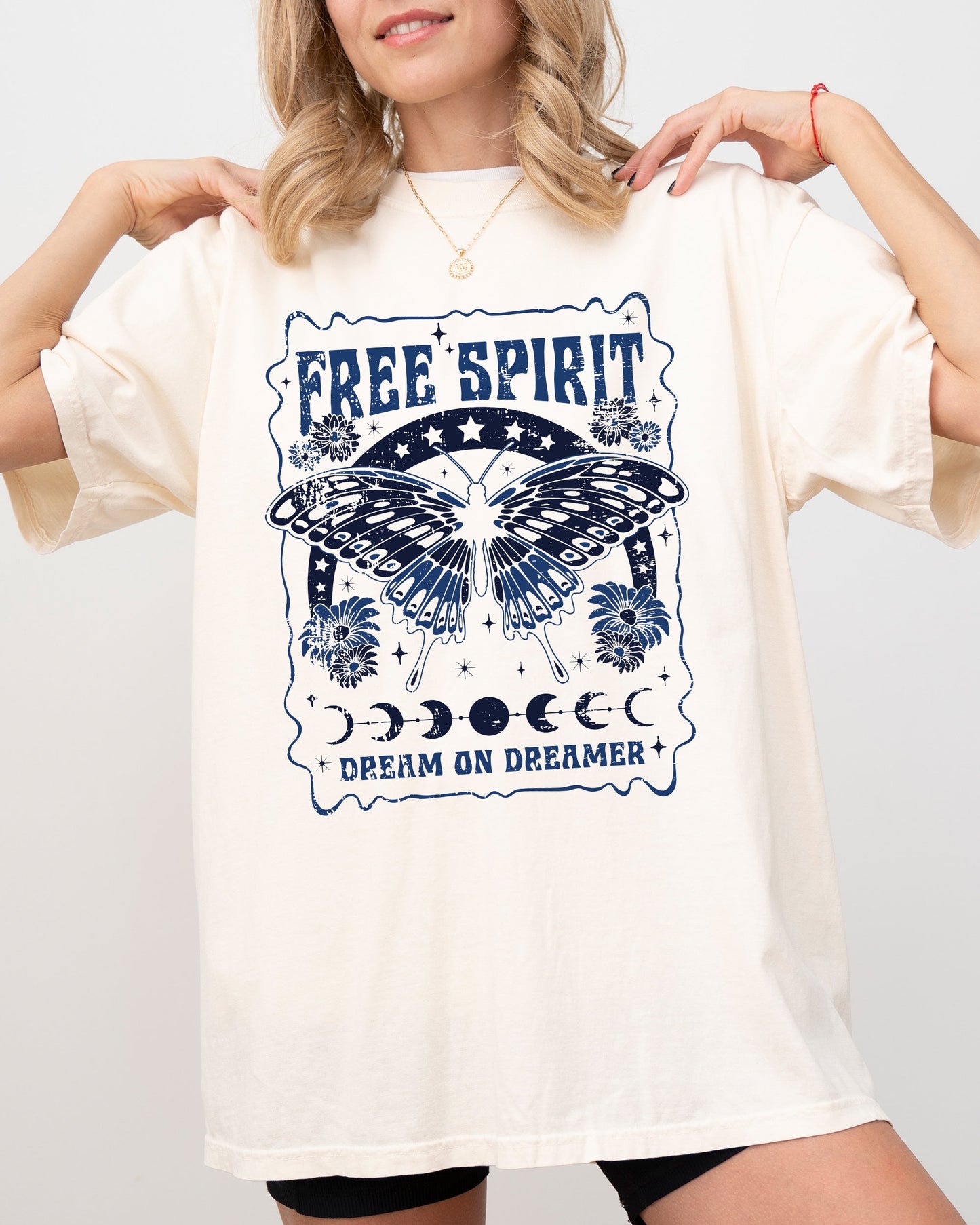 Free Spirit, Dream On Dreamer, Hippie, Psychedelic, Butterfly Tshirt Comfort Colors T-Shirt
