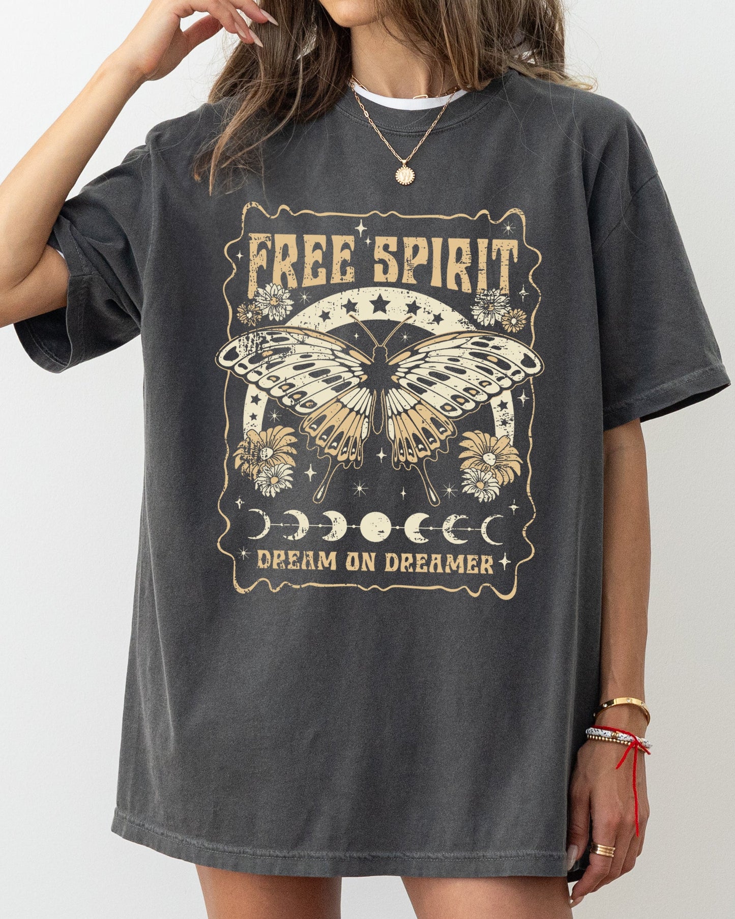 Free Spirit, Dream On Dreamer, Hippie, Psychedelic, Butterfly Tshirt Comfort Colors T-Shirt
