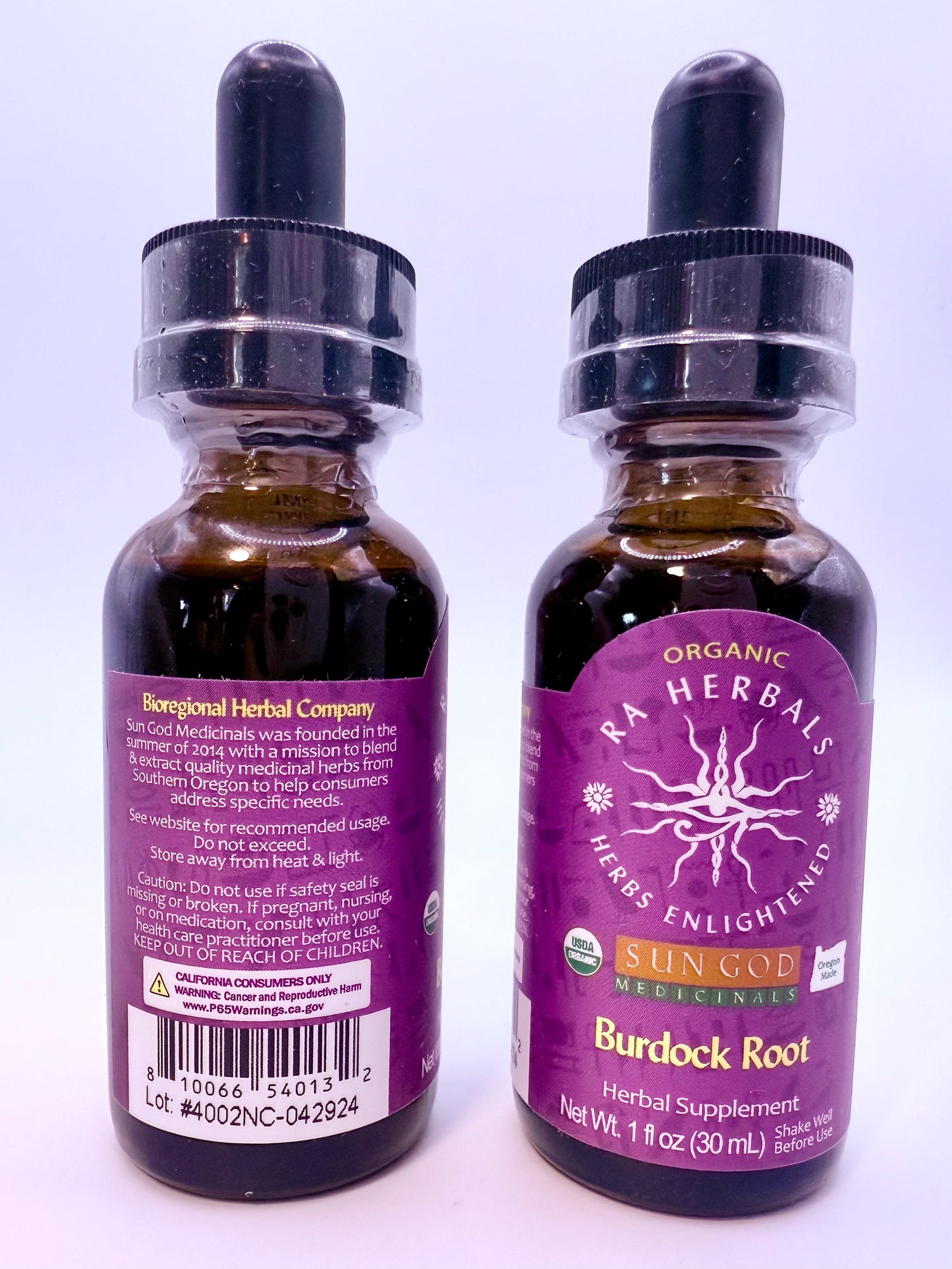 Organic Burdock Root Tincture – 1 oz | RA Herbals by Sun God Medicinals