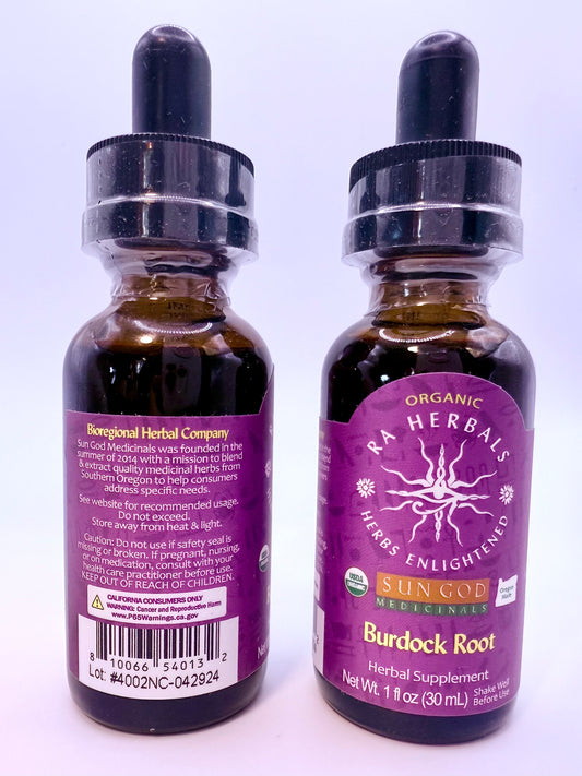 Organic Burdock Root Tincture – 1 oz | RA Herbals by Sun God Medicinals