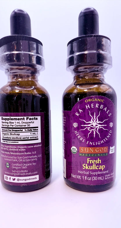 Organic Skullcap Tincture – 1 oz | RA Herbals by Sun God Medicinals