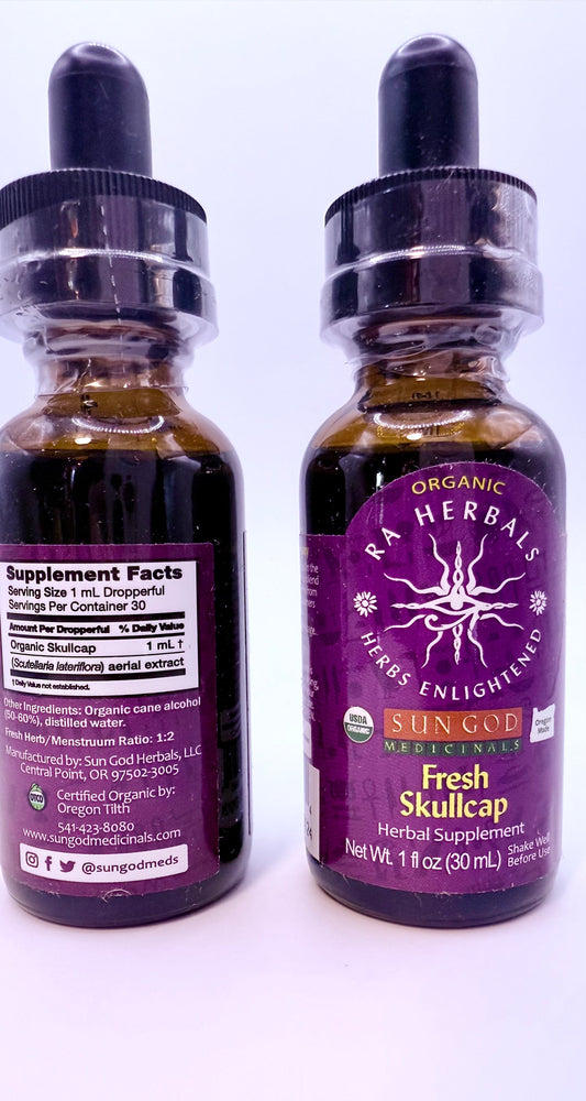Organic Skullcap Tincture – 1 oz | RA Herbals by Sun God Medicinals