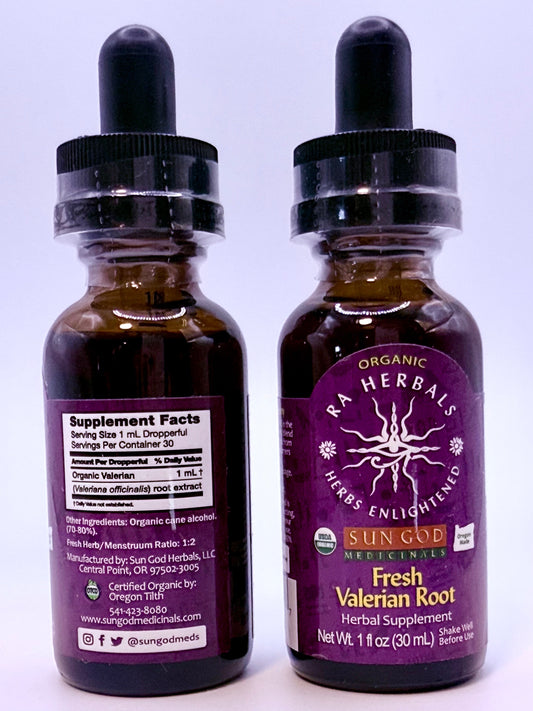 Organic Fresh Valerian Root Tincture – 1 oz | RA Herbals by Sun God Medicinals