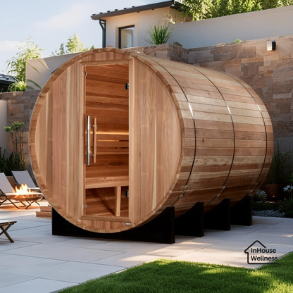 Golden Designs "Klosters" Luxury 6-Person Outdoor Barrel Traditional Sauna
