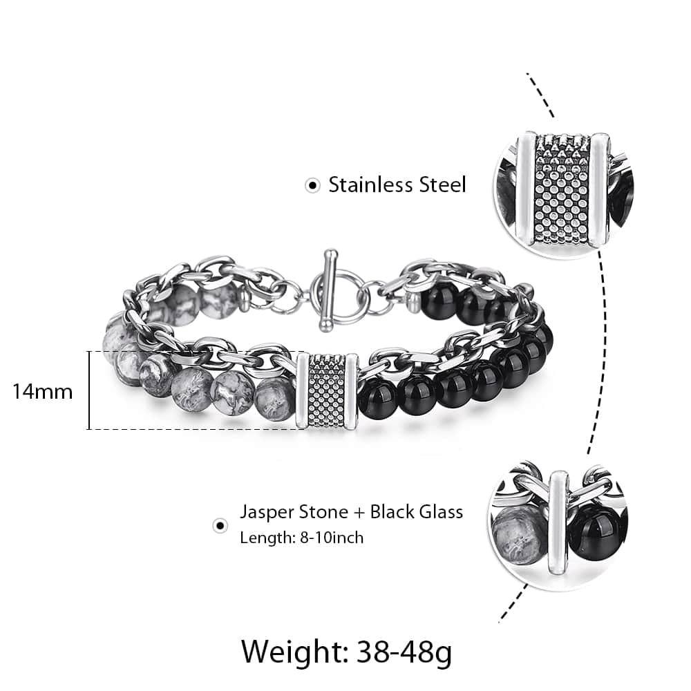 Classic Stainless Chain & Map Stone Bracelet