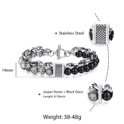 Classic Stainless Chain & Map Stone Bracelet
