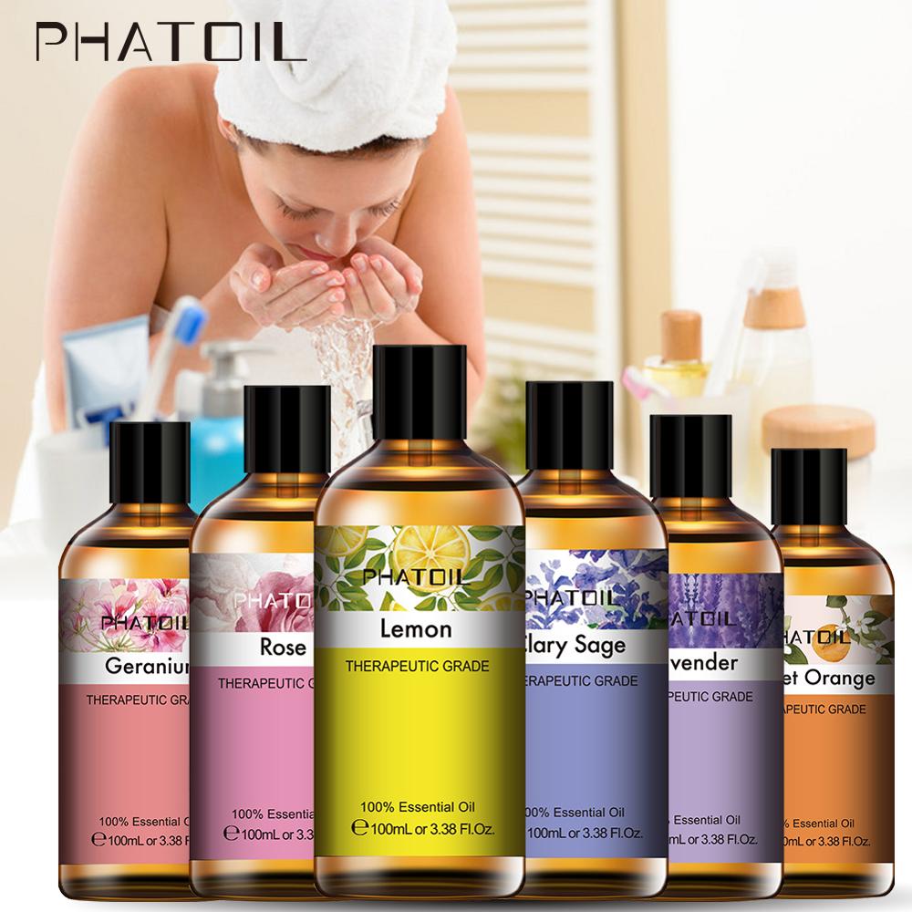 100ML Pure Natural Essential Oils Diffuser for Skin Care Rose Orange Lemon Lavender Rose Geranium Chamomile Avocado Aroma Oil