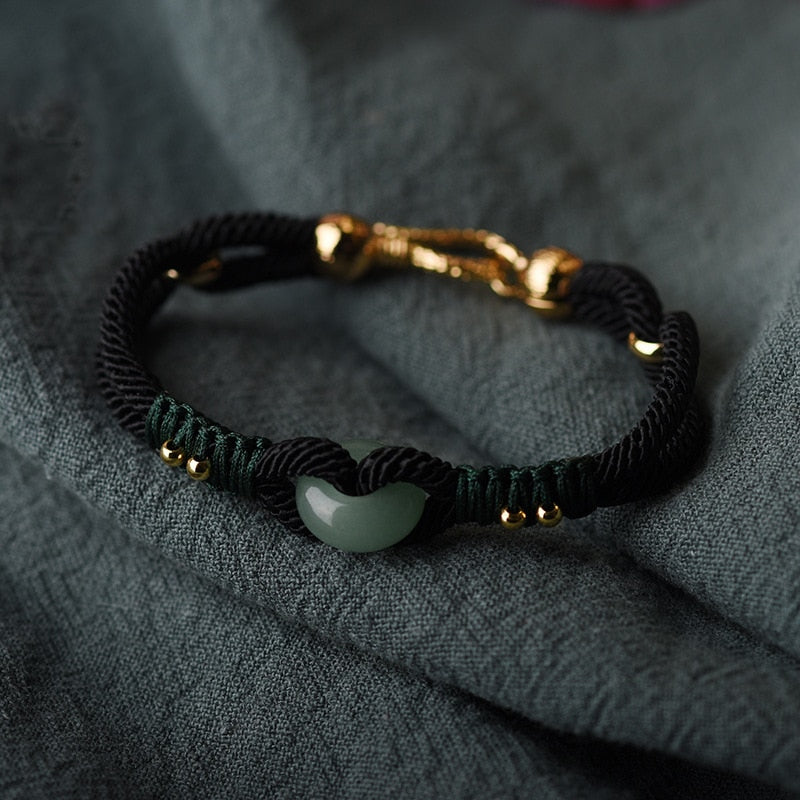 Lucky Jade Bead Braided Bracelet