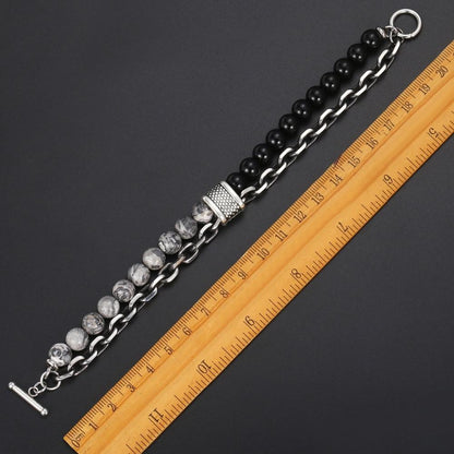 Classic Stainless Chain & Map Stone Bracelet