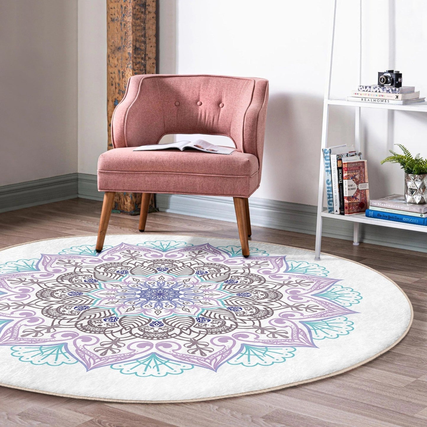 Beautiful Mandala Printed Cozy Home Washable Round Rug | Homeezone