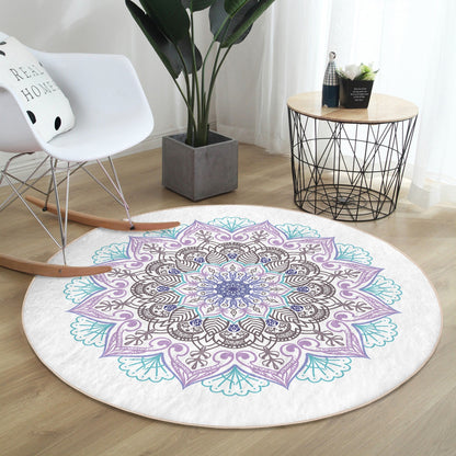 Beautiful Mandala Printed Cozy Home Washable Round Rug | Homeezone