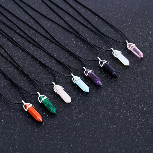 Hexagon Natural Stone Pendant [9 stone options]
