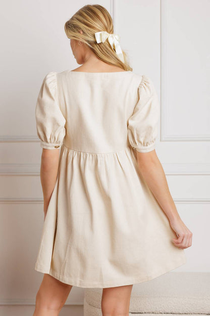 FOR THE DAY WOVEN TWILL MINI DRESS