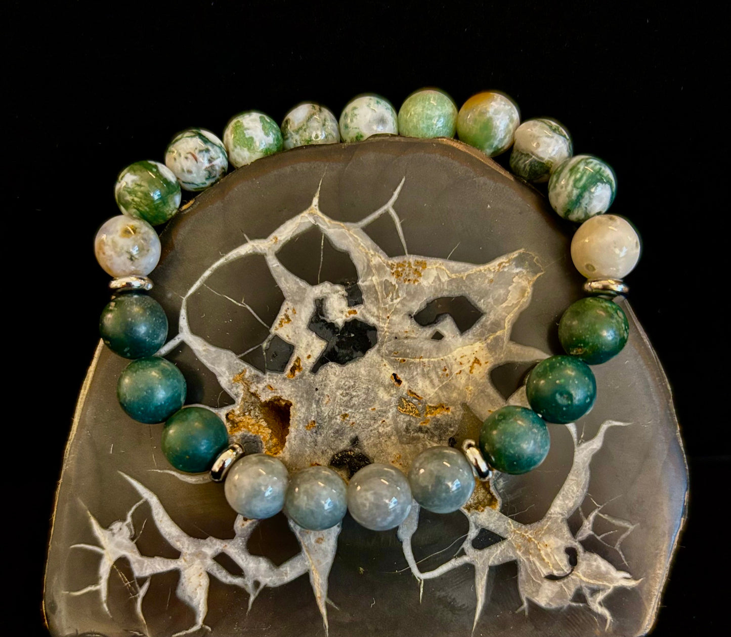 Tree Agate, Moss Agate & Burmese Jade Bracelet – Grounded Energy & New Beginnings 🌿✨