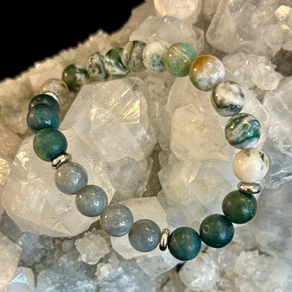 Tree Agate, Moss Agate & Burmese Jade Bracelet – Grounded Energy & New Beginnings 🌿✨
