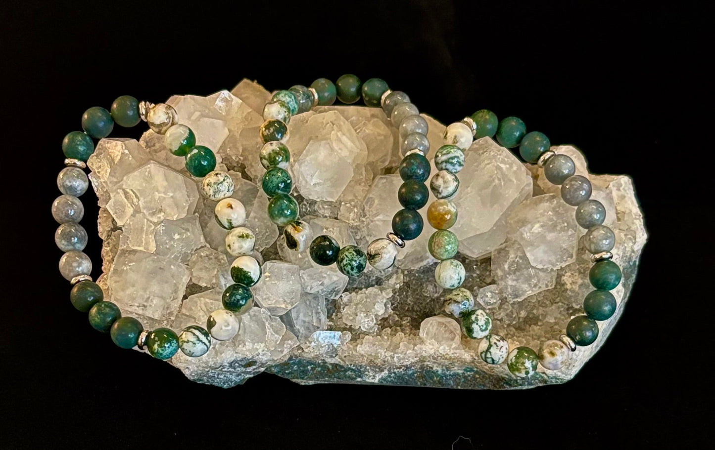 Tree Agate, Moss Agate & Burmese Jade Bracelet – Grounded Energy & New Beginnings 🌿✨