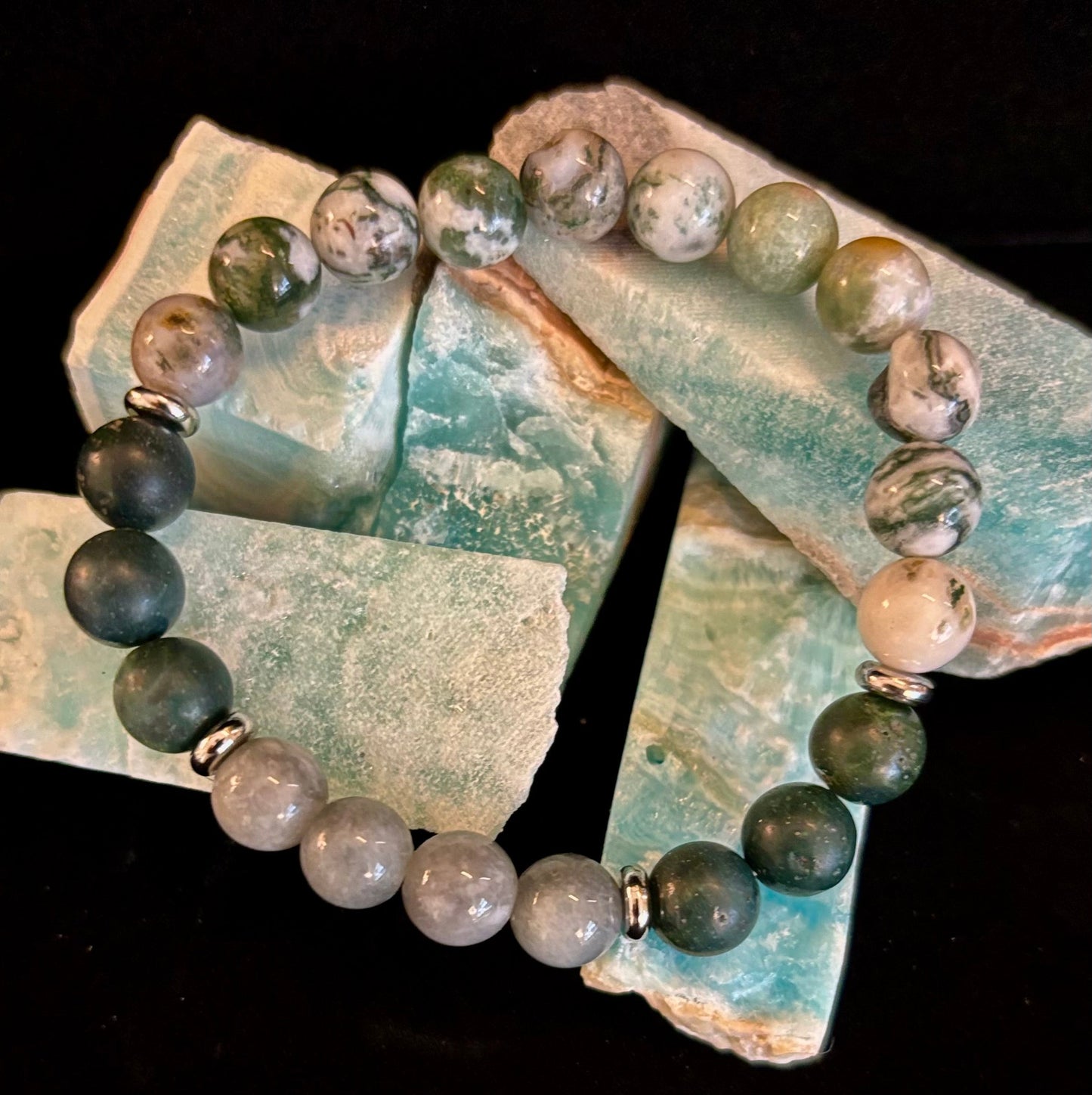 Tree Agate, Moss Agate & Burmese Jade Bracelet – Grounded Energy & New Beginnings 🌿✨