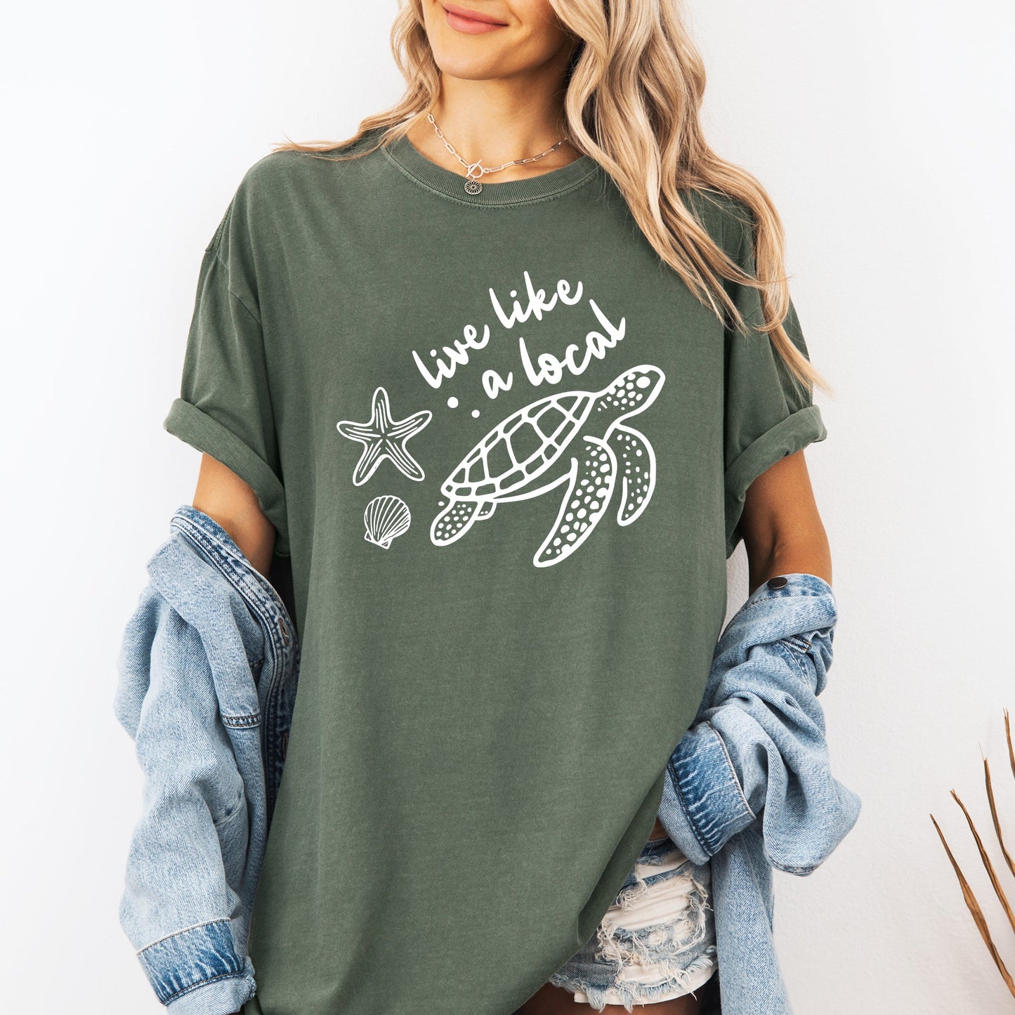 Live Like A Local, Beach, Sea Turtle, Summer, Ocean, Sea, Comfort Colors T-Shirt