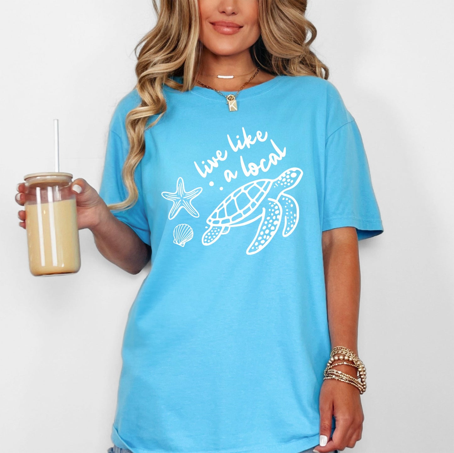 Live Like A Local, Beach, Sea Turtle, Summer, Ocean, Sea, Comfort Colors T-Shirt