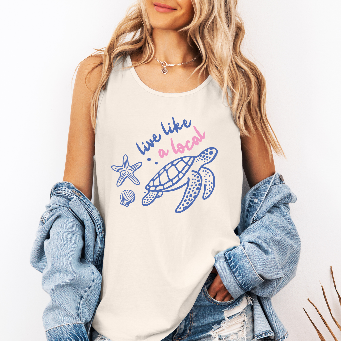 Live Like A Local, Turtle, Summer, Beach, Hot Girl Summer, Sunshine Comfort Colors Tank Top