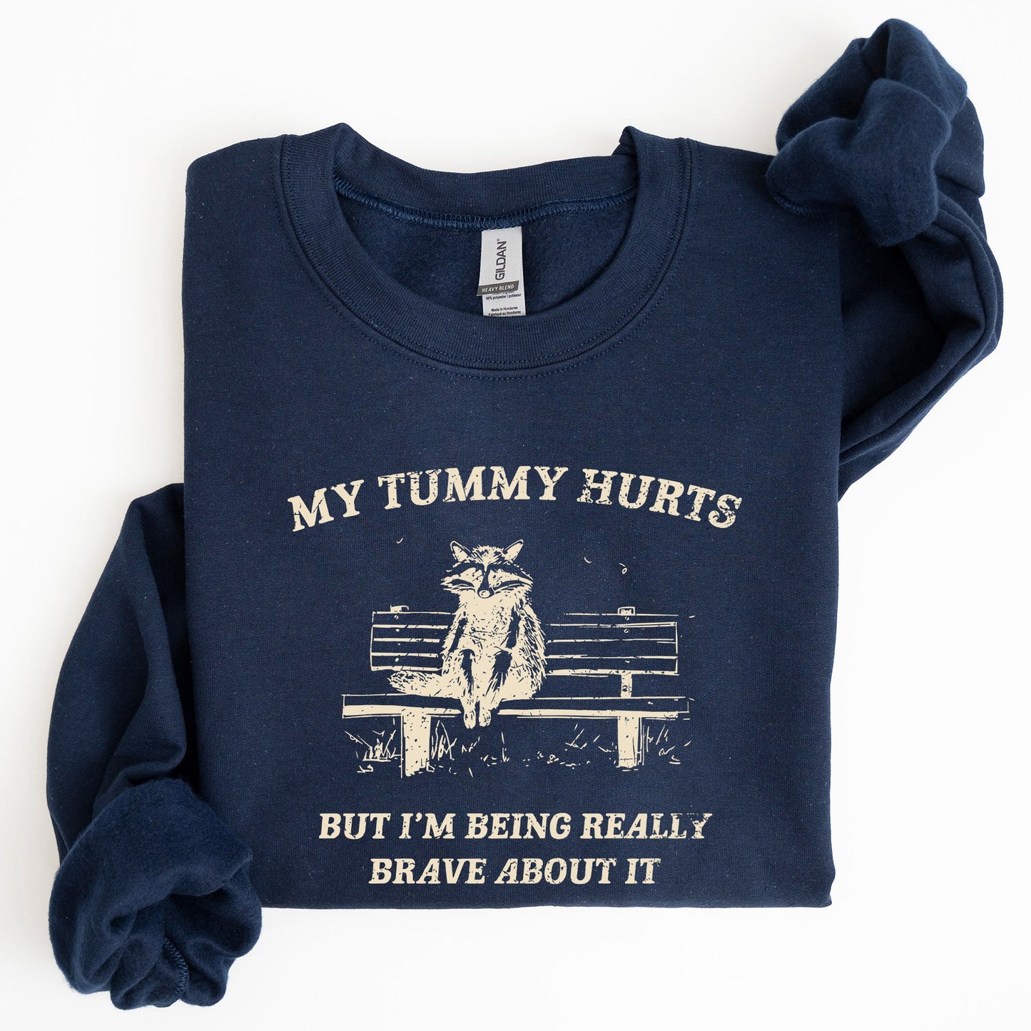 My Tummy Hurts, Raccoon, Meme, Aesthetic, Funny Sweatshirt