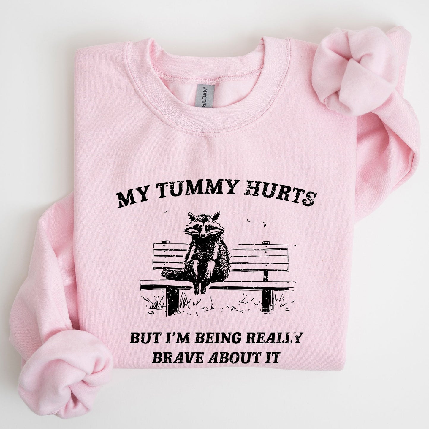 My Tummy Hurts, Raccoon, Meme, Aesthetic, Funny Sweatshirt
