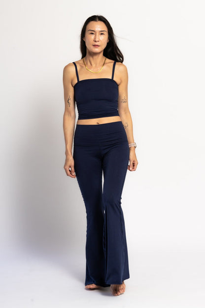 Solid Navy Crop Bell Bottom ♡