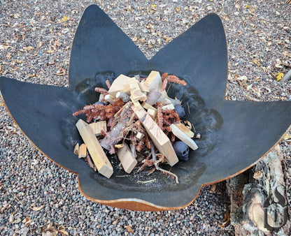 "Fire Flower" Wood Burning Fire Pit Bowl with Hollow Base (Made In USA)