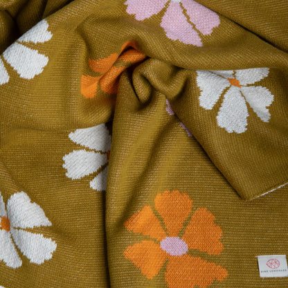 Flower Organic Cotton Throw Blanket