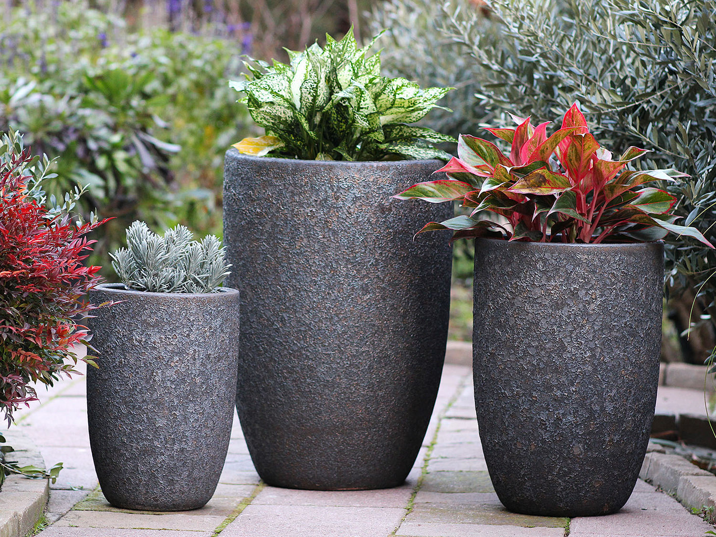 Mid Height Barrel Planter - Set of 3 (Silver Rock) By Plantatorem