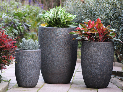 Mid Height Barrel Planter - Set of 3 (Silver Rock) By Plantatorem