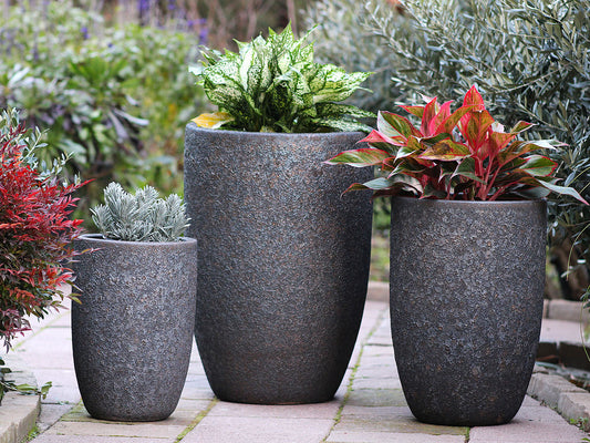 Mid Height Barrel Planter - Set of 3 (Silver Rock) By Plantatorem