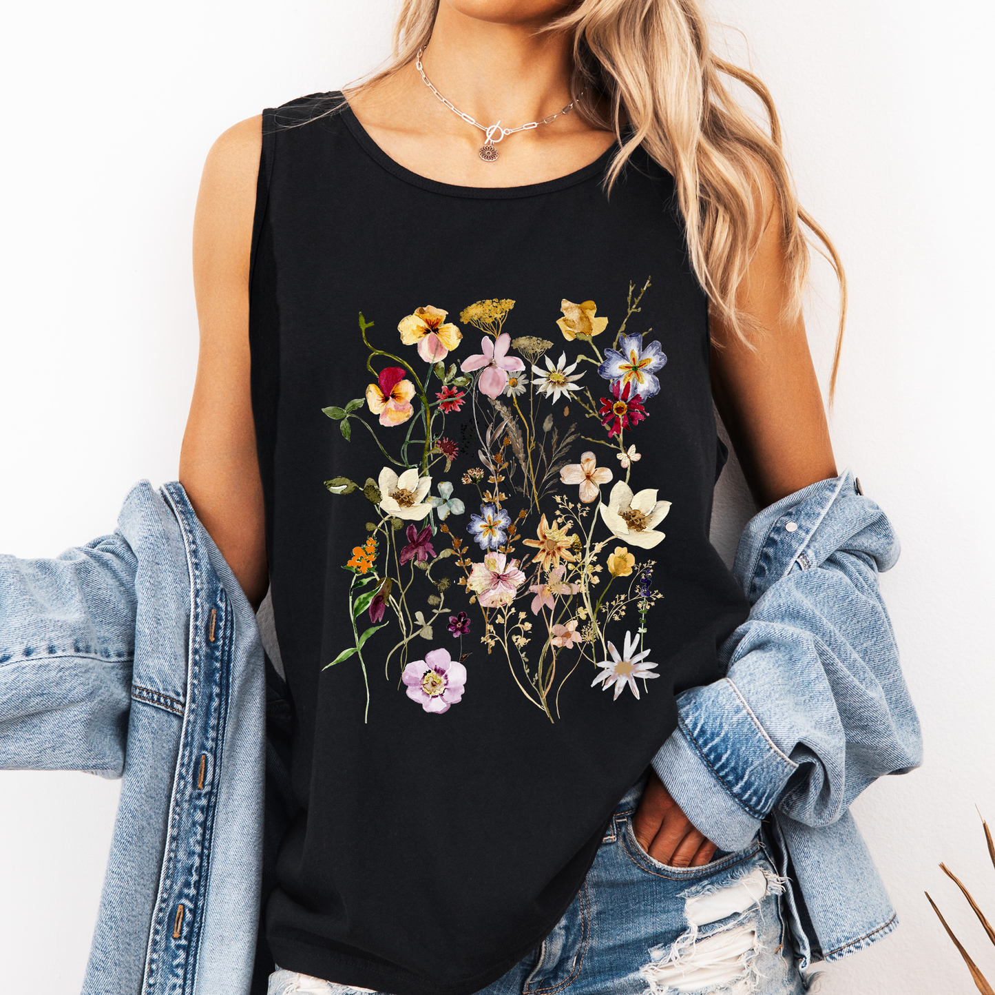 Pressed Flowers, Clover, Gorgeous, Floral, Nature Comfort Colors Tank Top