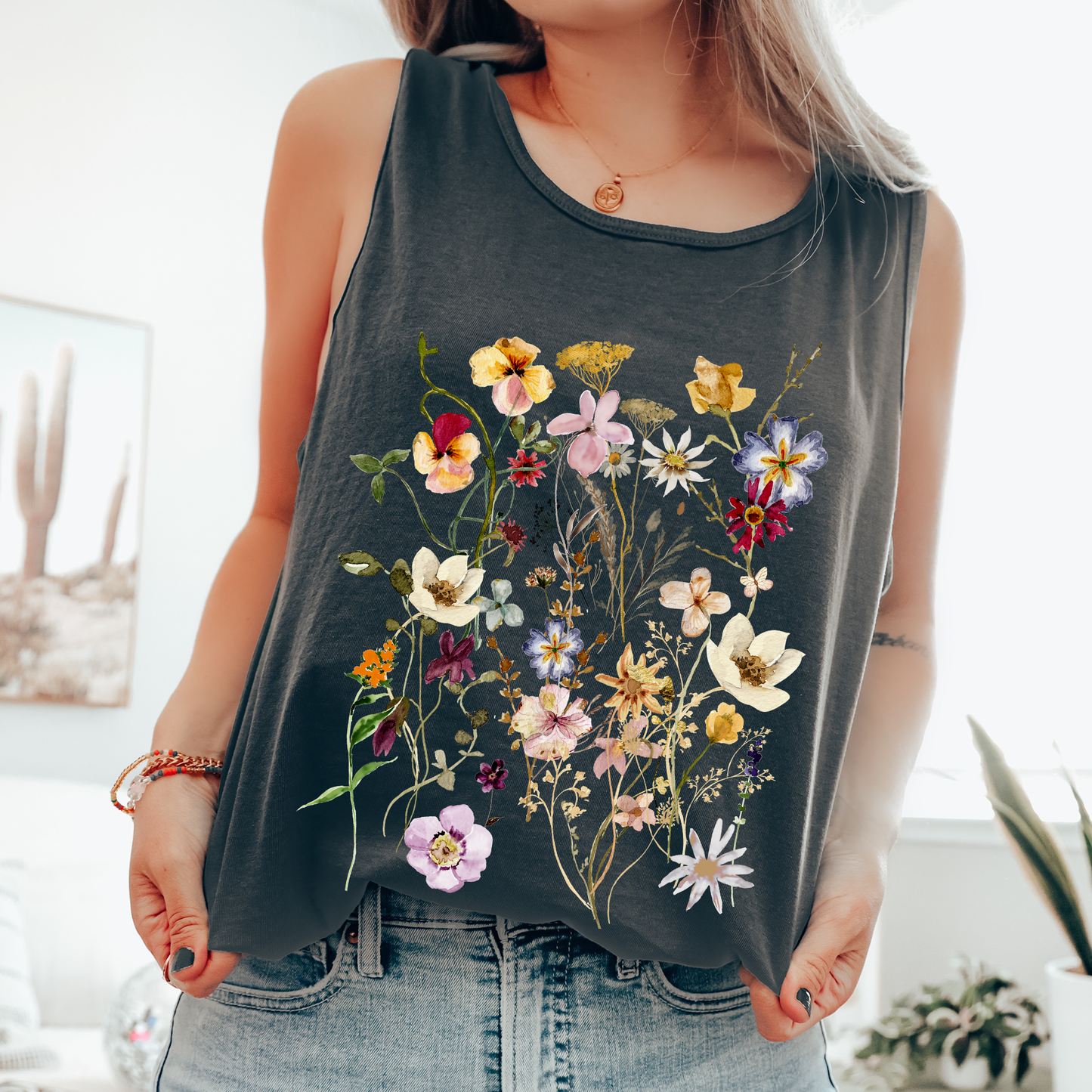 Pressed Flowers, Clover, Gorgeous, Floral, Nature Comfort Colors Tank Top