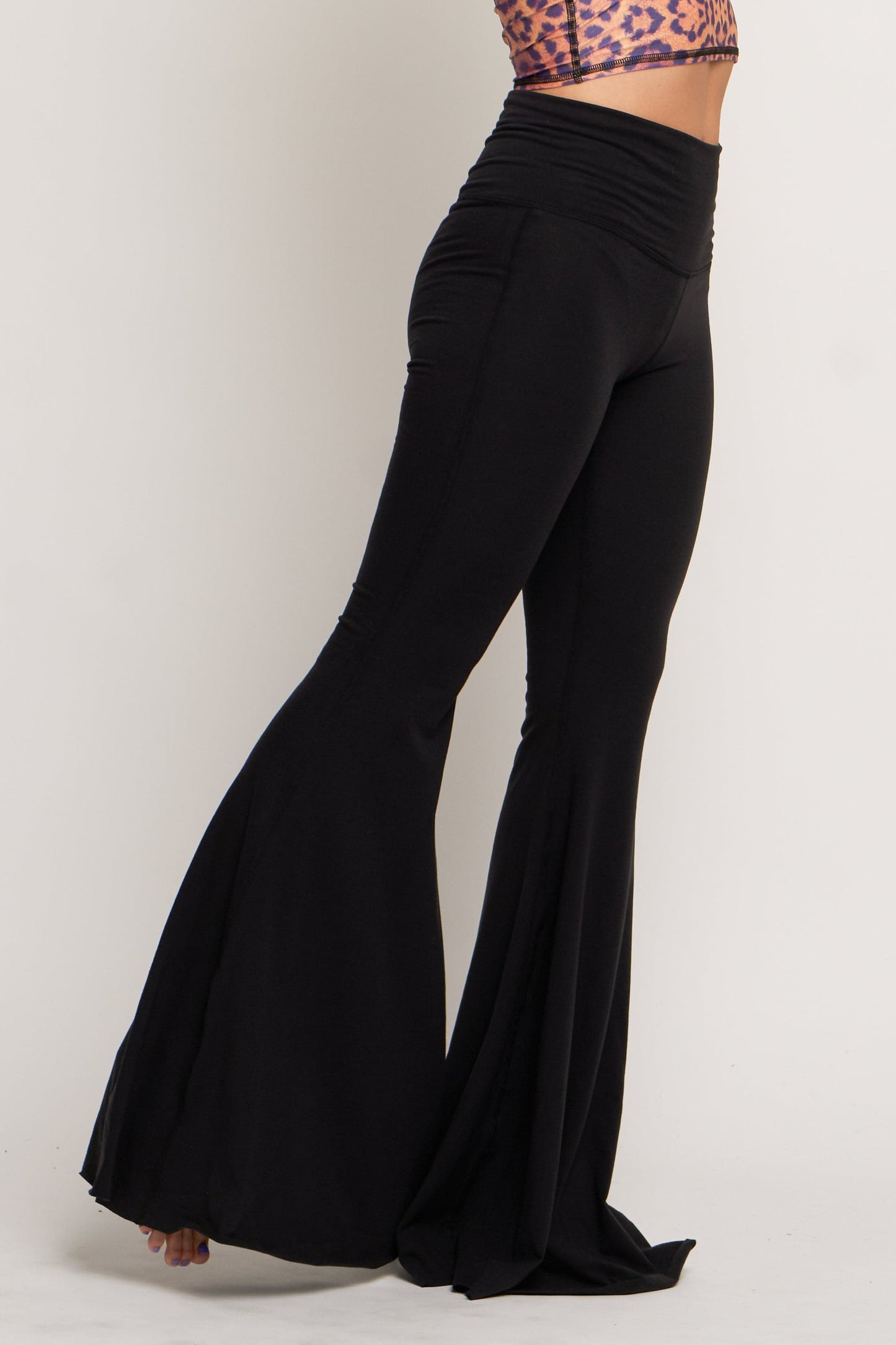Solid Black Long Yoga Hippie Flare Bell Bottoms