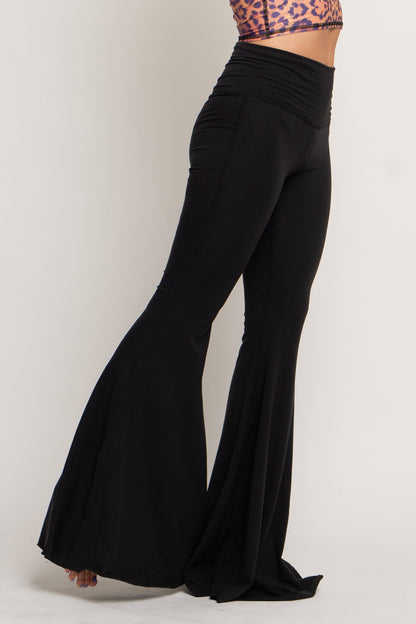 Solid Black Long Yoga Hippie Flare Bell Bottoms