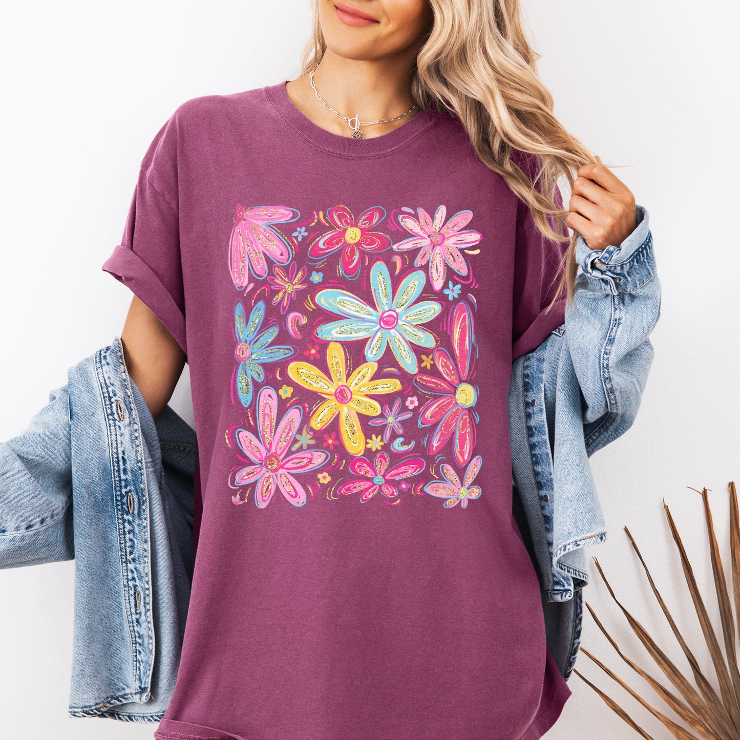 Retro Flowers, Beautiful, Bright, Colorful, Pastels Tshirt Comfort Colors T-Shirt